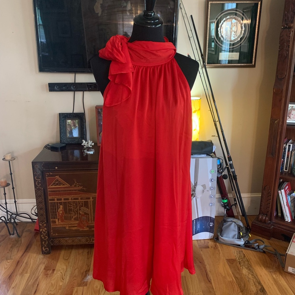 Glam Women’s Red Halter Neck Dresss